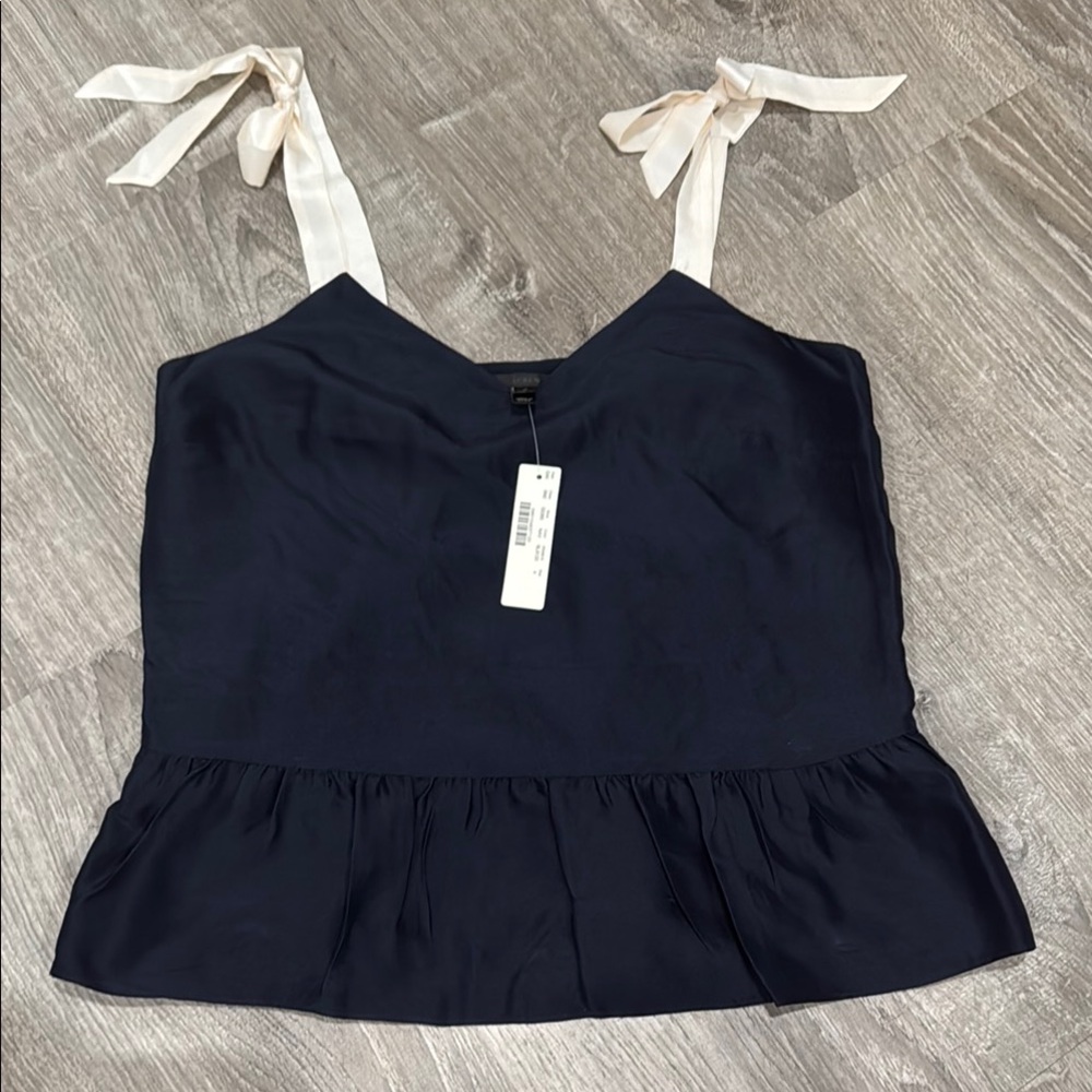 J. Crew Dark Blue Camisole with Light Beige Straps